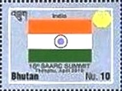 Stamp, India, Bhutan,  , Flags