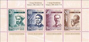 Souvenir Sheet, Overprinted – 2nd European Science Forum, Budapest, Hungary,  , Famous People, Scientists