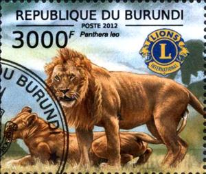 Stamp, Panthera Leo, Burundi,  , Animals (Fauna), Лев, Lions (Org.), Mammals