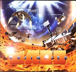 Souvenir Sheet, Space Exploration - Mars Curiosity, Burundi,  , Spacecrafts