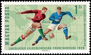 Stamp, Italy - Hungary 4:2 (1938), Hungary,  , Maps, Sport, Football (Soccer)