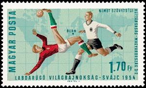 Stamp, Germany - Hungary 3:2 (1954), Hungary,  , Maps, Sport, Football (Soccer)