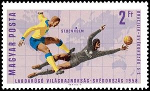 Stamp, Brazil - Sweden 5:2 (1958), Hungary,  , Maps, Sport, Football (Soccer)