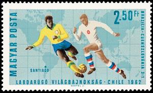 Stamp, Brazil - Czechoslovakia 3:1 (1962), Hungary,  , Maps, Sport, Football (Soccer)