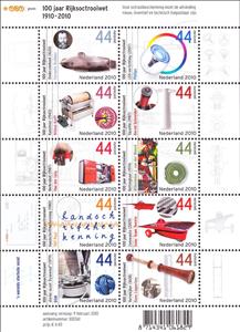 Mini Sheet, 100 year Rijksoctrooiwet, Netherlands,  , Agricultural Machinery, Agriculture, Cycles, Cars, Energy, Energy Conservation, Healthcare, Instruments, Inventions, Letters (Alphabet), Optical Instruments, Ships, Submarines, Telescopes, Vehicles