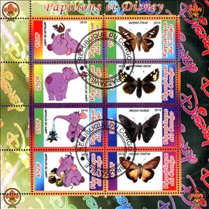 Mini Sheet, Pappilons et Disney, Cinderellas,  , Butterflies, Cartoons