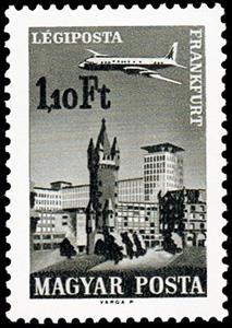 Stamp, Frankfurt, Hungary,  , Television Towers, Townscapes / City Views, Aircrafts