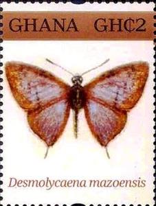 Stamp, Desmolycaena mazoensis, Ghana,  , Butterflies