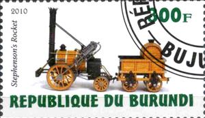 Stamp, Stephenson's Rocket, Cinderellas,  , Locomotives, Railways, Steam Traction, Transport