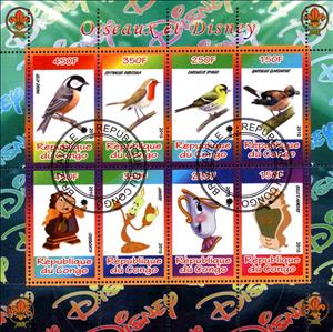 Mini Sheet, Oiseaux et Disney, Cinderellas,  , Animals (Fauna), Birds, Cartoons