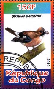 Stamp, Garrulus Glandarius, Cinderellas,  , Animals (Fauna), Birds