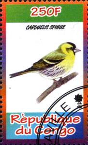 Stamp, Carduelis Spinus, Cinderellas,  , Animals (Fauna), Birds
