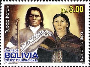 Stamp, Tupac Katari & Bartolina Sisa, Bolivia,  