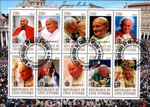 Mini Sheet, Pope Jean-Paul II, Cinderellas,  , People, Popes