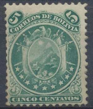 Stamp, Coat of arm in circle, Bolivia,  