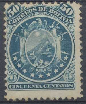 Stamp, Coat of arm in circle, Bolivia,  