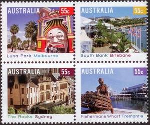 Se-tenant, Tourist Precincts - (Block of 4), Australia,  