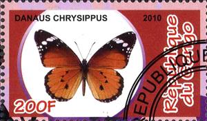 Stamp, Danaus chrysippus, Cinderellas,  , Butterflies