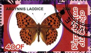 Stamp, Argynnis laodice, Cinderellas,  , Butterflies