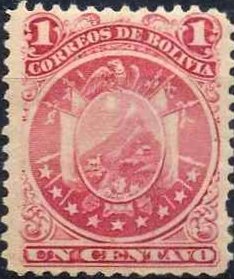 Stamp, Coat of arm in circle, Bolivia,  