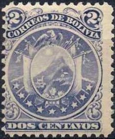 Stamp, Coat of arm in circle, Bolivia,  