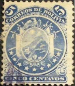 Stamp, Coat of arm in circle, Bolivia,  