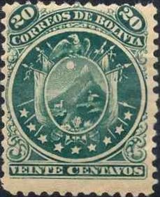 Stamp, Coat of arm in circle, Bolivia,  