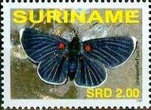 Stamp, Unidentified Type, Suriname,  , Animals (Fauna), Butterflies, Insects