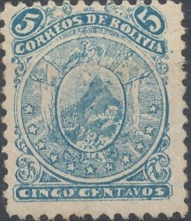 Stamp, Coat of arm in circle, Bolivia,  