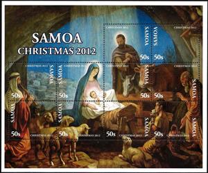 Mini Sheet, Adoration of the Shepherds (detail), Samoa,  