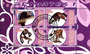 Mini Sheet, Primates I, Cinderellas,  , Monkeys