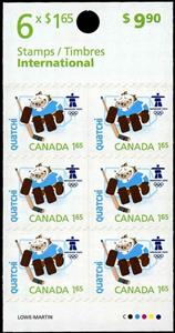 Booklet Pane, Vancouver 2010 Winter Games Mascots and Emblems, Canada,  , Ice-hockey, Olympic Games