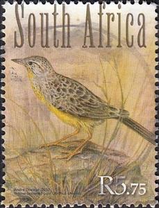 Stamp, Yellow-breasted Pipit (Anthus chloris), South Africa,  , Animals (Fauna), Birds