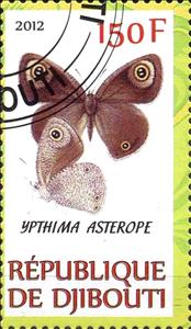 Stamp, Ypthima asterope, Cinderellas,  , Butterflies