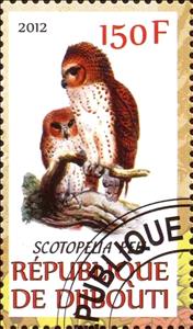 Stamp, Scotopelia, Cinderellas,  , Animals (Fauna), Birds, Birds of Prey, Owls
