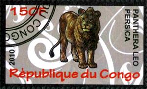 Stamp, Asiatic Lion (Panthera leo persica), Cinderellas,  