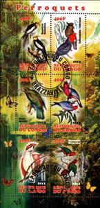 Mini Sheet, Perroquets, Cinderellas,  , Birds