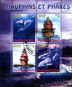 Mini Sheet, Dauphins et Pfares, Cinderellas,  , Dolphins, Lighthouses