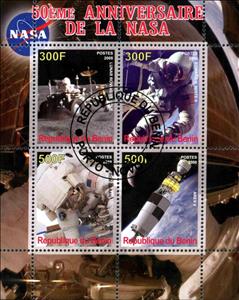 Mini Sheet, 50eme Anniversaire de la Nasa, Cinderellas,  , Space Traveling, Spacecrafts