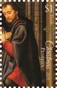 Stamp, Birth of Christ (datail), by Gerard David, Penrhyn,  
