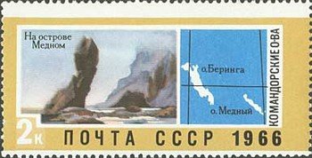 Medny island  and map of Bering and Medny island