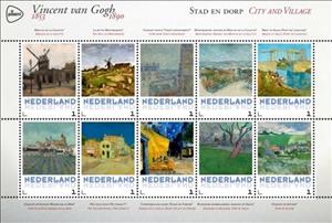 Mini Sheet, Vincent van Gogh: City and Village, Netherlands,  , Art, Paintings