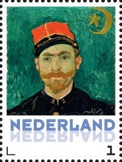 Stamp, Vincent van Gogh: Lieutenant Milliet, Netherlands,  , Art, Paintings