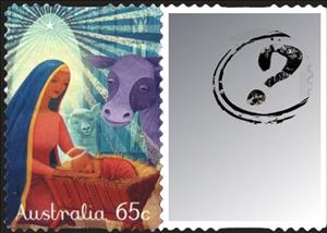 Stamp, Jesus in the Manger with Mary, Australia,  , Christmas, Religion