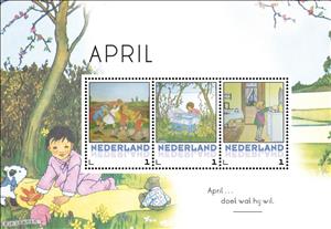 Souvenir Sheet, Rie Cramer: April, Netherlands,  