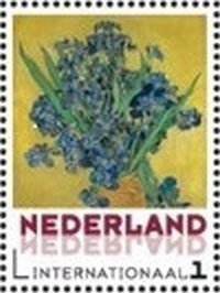 Vase with purple irises