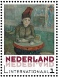 Stamp, Agostina Segatori behind table at café du Tambourin, Netherlands,  , Painters, Paintings