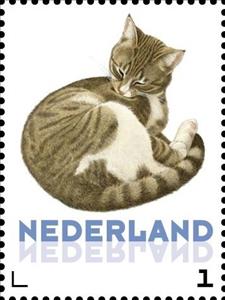 Stamp, Domestic Cat (Felis silvestris catus), Netherlands,  , Cats