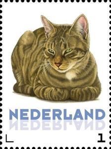 Stamp, Domestic Cat (Felis silvestris catus), Netherlands,  , Cats