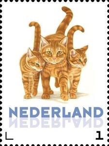 Stamp, Domestic Cat (Felis silvestris catus), Netherlands,  , Cats
